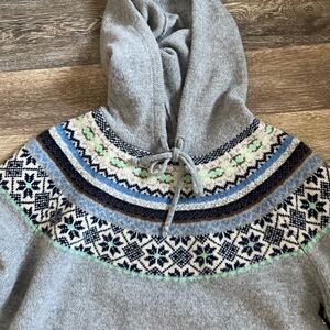 Tabitha Webb Fair Isle Hooded sweater size Large Wool Blend EUC